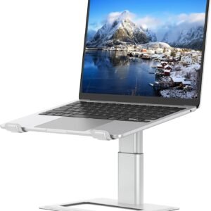SOUNDANCE Suporte de laptop ajustável para mesa, suporte de computador, suporte ergonômico para laptop compatível com notebook de 10 a 17,3 polegadas, alumínio prata