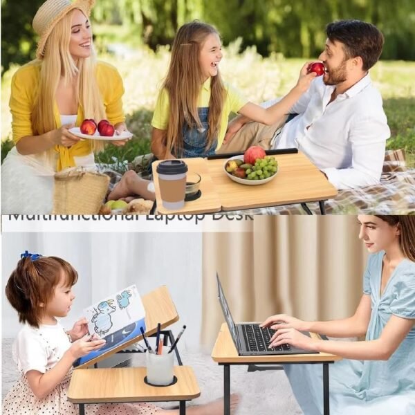 SUPORTE PARA NOTEBOOK MESA EM MADEIRA PORTATIL CAMA AJUSTAVEL MULTIFUNCIONAL SOFA APOIO HOME OFFICE DOBRAVEL MARFIM - Imagem 2