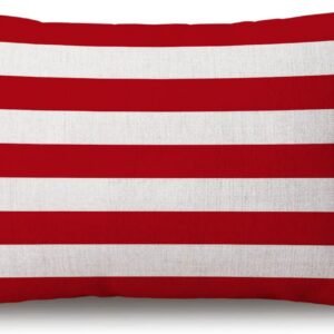 Solekla Capa de almofada de linho de algodão com listras vermelhas, cintura lombar, capa de almofada decorativa para escritório em casa, retangular, 30,5 x 50,8 cm