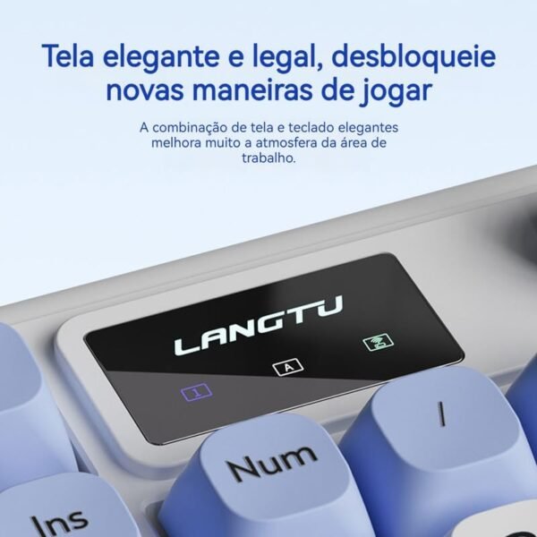 Splplus Teclado Gamer Mecânico 3 Modos (Bluetooth/2.4G/Cabo) com RGB, Design Ergonômico, Teclas Cratera, 889g Leve - para Jogos e Escritório - Imagem 2