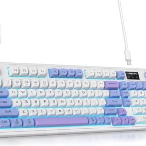 Splplus Teclado Gamer Mecânico 3 Modos (Bluetooth/2.4G/Cabo) com RGB, Design Ergonômico, Teclas Cratera, 889g Leve - para Jogos e Escritório