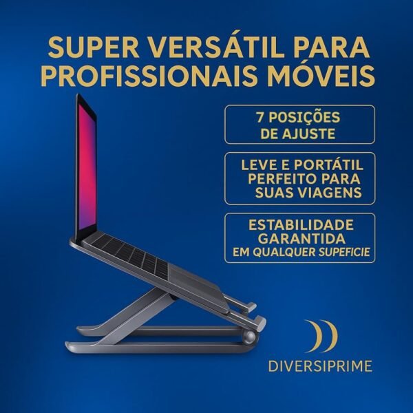 Suporte Ajustável para Notebook – Base Ergonômica Antiderrapante e Dobrável para Apoio de Notebook, Suporte MacBook e Laptops – Compatível com Todas as Marcas, Ideal para Trabalho e Home Office - Imagem 2
