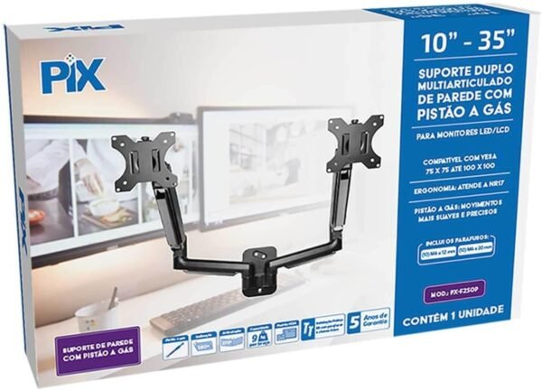 Suporte Articulado De Parede Com Pistão A Gás Para 2 Monitores - Imagem 2