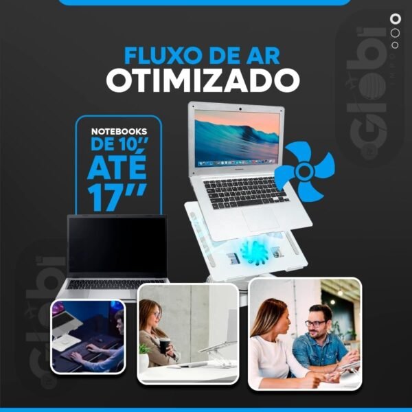 Suporte Articulado para Notebook e Tablet – Rotação 360°, Altura Regulável, Ergonômico, Dobrável e Antiderrapante – Compatível com Dispositivos até 17” - Imagem 2