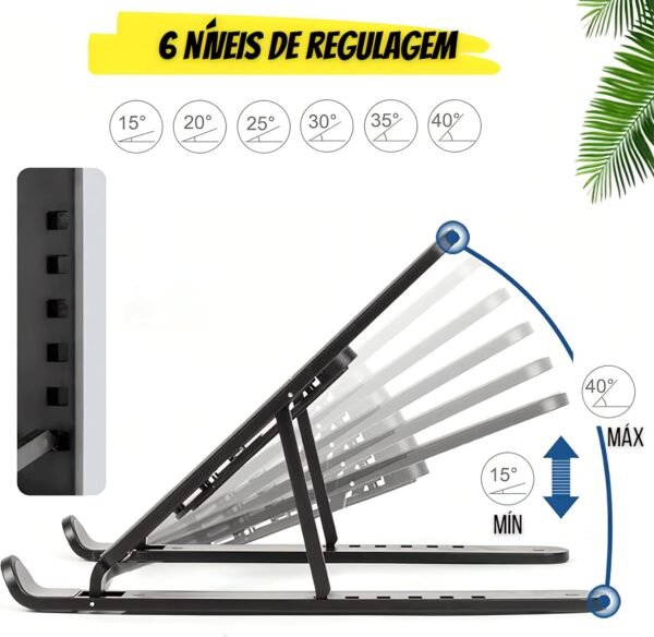 Suporte Base Para Notebook Celular Tablet Ajustável Com 6 Ângulos Portátil Dobrável Resistente Premium - Imagem 2
