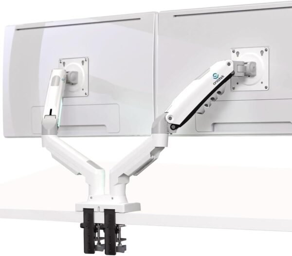 Suporte Duplo On-f180 P/ 2 Monitor Tv Mesa Articulado A Gás Pistão Cor Branco