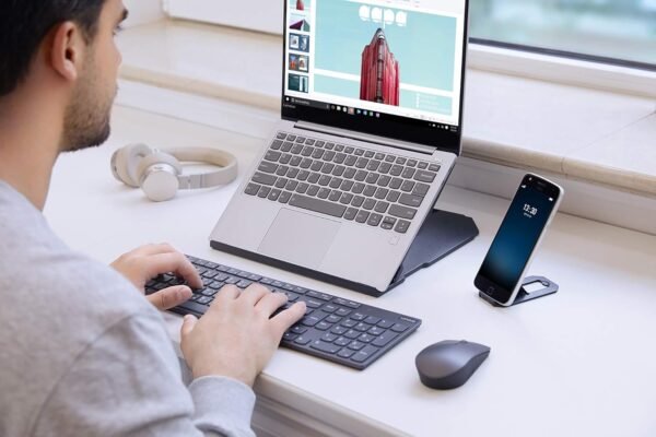 Suporte Lenovo para notebook até 15'' e celular com até 10 níveis de ajuste, Preto - Imagem 2
