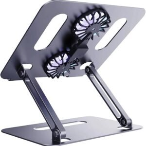 Suporte Mesa Base Notebook Alumínio Regulável Cooler Dapon - Cinza