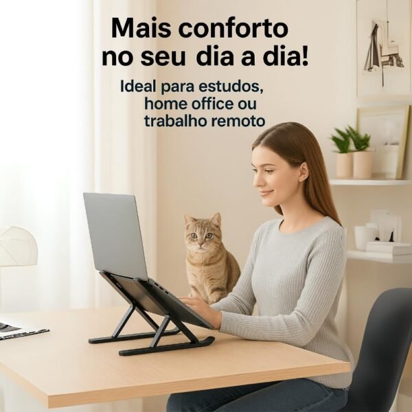 Suporte Regulável para Notebook, Design Ergonômico, Dobrável e Leve, para Home Office e Estudos - Imagem 2