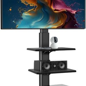 Suporte TV, Suporte Movel para TV, Altura Regulável de 114cm a 134cm, Adequado para Televisores/Monitores de 26 a 70 Polegadas