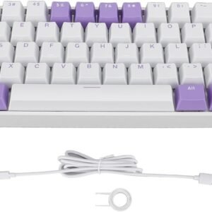 Teclado Mecânico para Jogos RGB Interruptor Azul, Teclado Mecânico 60%, Teclado Compacto para Jogos Com Fio USB C Design Ergonômico Chave Completa Hot Swappable