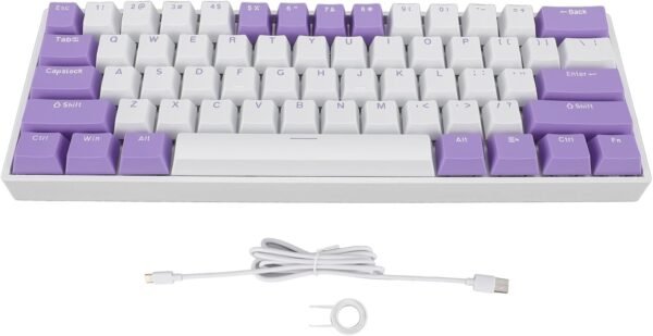 Teclado Mecânico para Jogos RGB Interruptor Azul, Teclado Mecânico 60%, Teclado Compacto para Jogos Com Fio USB C Design Ergonômico Chave Completa Hot Swappable