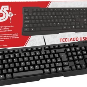Teclado USB Basico Office Ergonomico preto - 5+ 015-0041