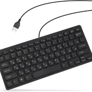 Teclado russo, teclado compacto ultrafino com fio USB de 78 teclas, para PC, computador, desktop, layout QWERTY (russo)