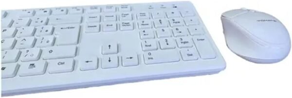 Teclado sem Fio, Design Slim, Layout QWERTY, Branco com mouse
