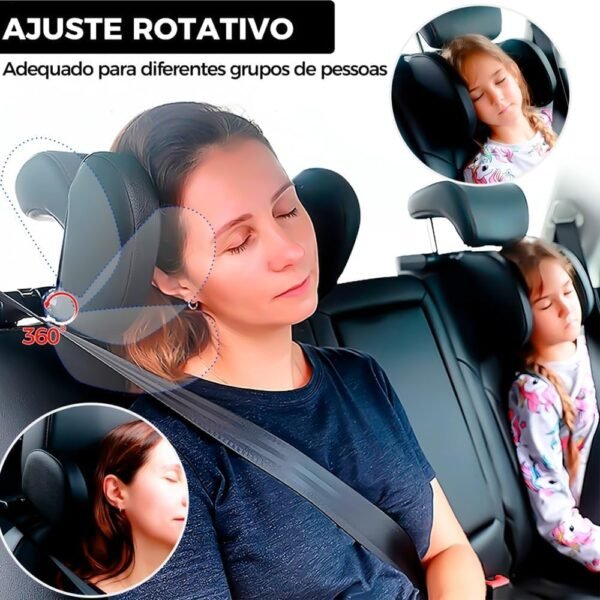 Travesseiro de Encosto de Cabeça para Carro – Suporte Cervical Ergonômico Ajustável – Alívio de Tensão e Conforto em Viagens​ - Imagem 2