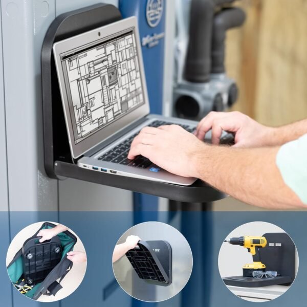 VIVO Estação de trabalho magnética portátil para laptop, prateleira para notebook/tablet, plataforma utilitária, mesa compacta com as mãos livres, fixa-se a superfícies planas de aço, preta, - Imagem 2