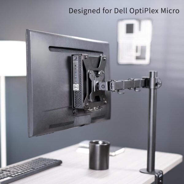 VIVO Suporte Atrás Do Monitor Vesa Projetado Para Micro CPU Dell Optiplex, Suporte Para Computador com Braço de Monitor, Suporte Oculto Na Parte Traseira Da Tela com Opção de Braçadeira de Mesa - Imagem 2
