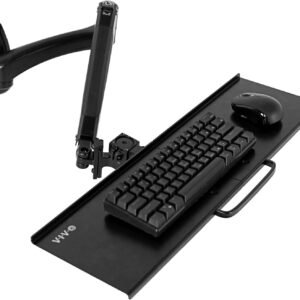 VIVO Suporte para teclado e mouse com mola pneumática de 60 cm suporte de parede, plataforma de digitação ajustável de altura contrapeso, inclinação ergonômica, posição de escrita neutra, preto,