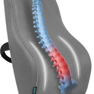 Vive Travesseiro lombar completo – Almofada de suporte de contorno de espuma viscoelástica para dor lombar – tensão muscular, ciática, artrite, osteoporose, escoliose, cifose, abaulamento ou hérnia de disco – Melhora a postura