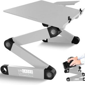 WorkEZ teclado e mouse bandeja ergonômica na mesa suporte elevador ajustável ângulo de altura inclinação negativa Levante teclados de computador até a altura de pé sentar acessórios de pé levantar prata