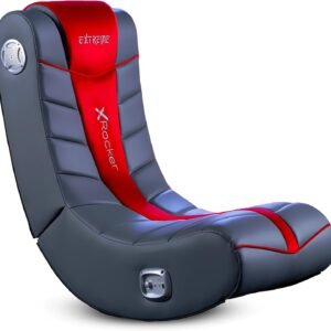 X Rocker Cadeira para jogos Extreme III 2.0, sistema de áudio com 2 alto-falantes embutidos, suporte para lombar e pescoço, 5149101, 66 cm x 44 cm x 43 cm, cinza e vermelho