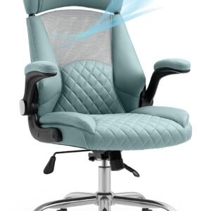 YAMASORO Cadeira de Escritorio Ergonomica para Casa com Apoio de Cabeça Largo, Cadeira Executiva com Rodas e Apoio de Braço Rebatível, Cadeiras Computador com Inclinação Ajustável para Trás, Teal