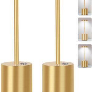 Yedelna Luminária de Mesa, Abajur Sem Fio, Luminária Recarregável, Abajur Quarto, Luminária de Mesa Luminaria Sem Fio, Dourado, Alumínio e PMMA
