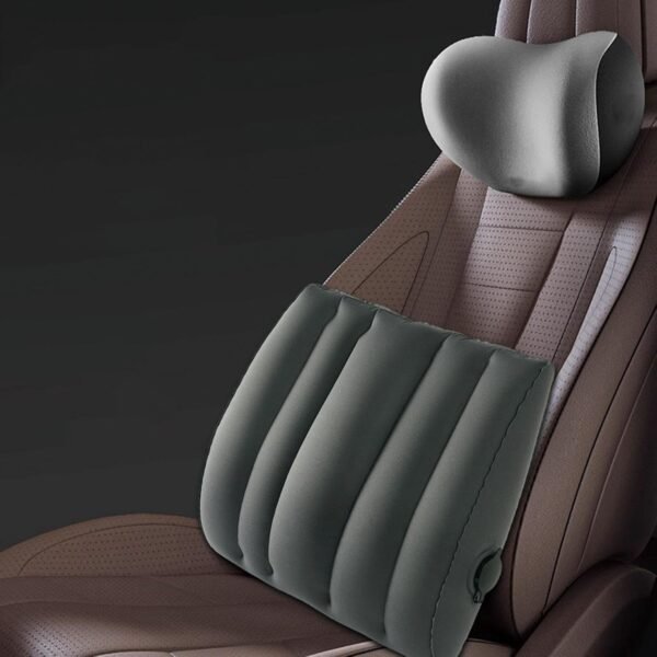 ZGUZMCMK Travesseiro Lombar Inflável, Almofada para a Parte Inferior Costas, Almofada de Suporte para Assentos de Carro, Travesseiro de Viagem Macio, Almof, Cinza - Imagem 2