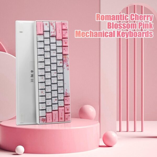 ZMX Teclado mecânico rosa cerejeira, 60% compacto, troca a quente, OUTEMU, teclado USB-C com fio, 61 teclas, mini teclado ergonômico com sublimação de tinta PBT (interruptor preto) - Imagem 2