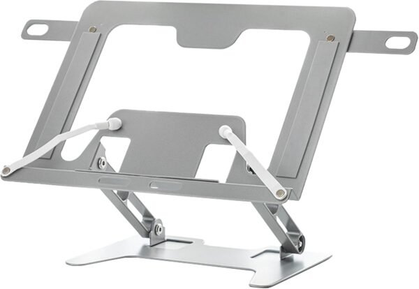 Zyners Suporte de metal ajustável para leitura, portátil e dobrável, de aço carbono, com almofada de silicone antiderrapante para livros, telefone, laptop, iPad, notebook (prata)