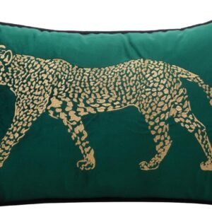 vctops Capas de almofada decorativas de veludo macio bordado lombar estampa leopardo capa de almofada para sofá quarto sofá (verde, 30,5 x 50,8 cm)