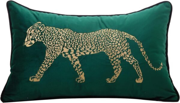 vctops Capas de almofada decorativas de veludo macio bordado lombar estampa leopardo capa de almofada para sofá quarto sofá (verde, 30,5 x 50,8 cm)