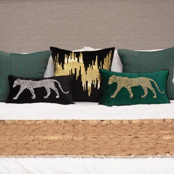 vctops Capas de almofada decorativas de veludo macio bordado lombar estampa leopardo capa de almofada para sofá quarto sofá (verde, 30,5 x 50,8 cm) - Imagem 2