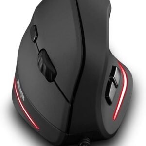 zelotes Mouse Vertical,3200DPI, 6 Botões Mouse Com Fio,Mouse Ergonômico Vertical Óptico USB para Laptop, Computador, PC, Mac,Preto