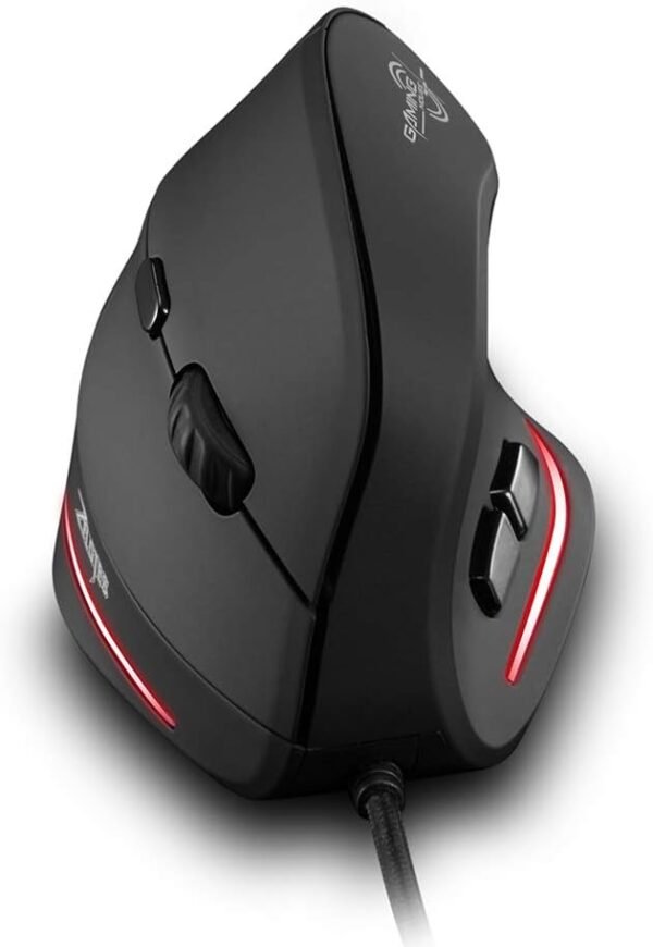 zelotes Mouse Vertical,3200DPI, 6 Botões Mouse Com Fio,Mouse Ergonômico Vertical Óptico USB para Laptop, Computador, PC, Mac,Preto