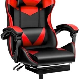 Cadeira Escritório Gamer Ergonômica Reclinável Confortável Com Rodinha E Apoio Para Os Pés(Vermelho)