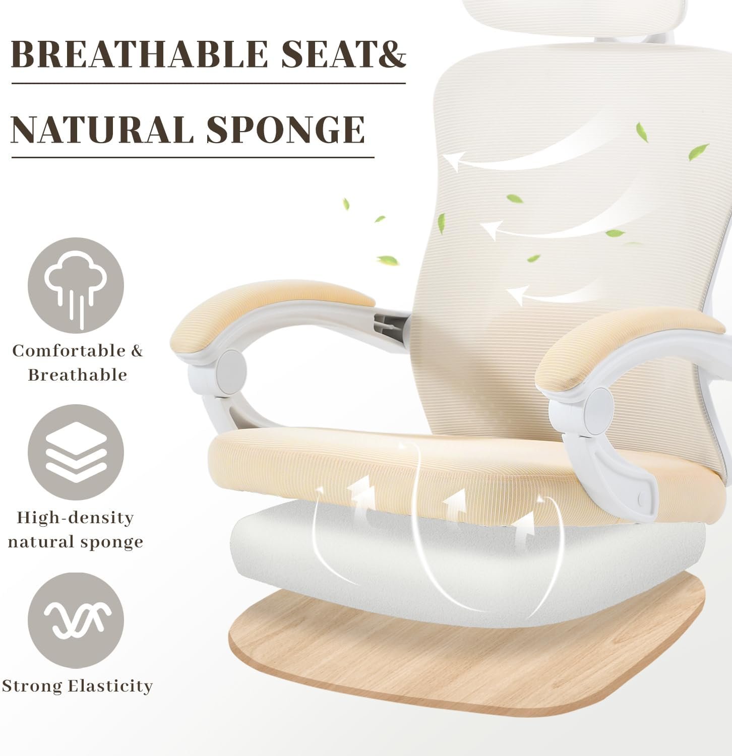 Cadeira de escritório ergonômica com apoio para os pés retrátil, capacidade de 181 kg, apoio de braço sincronizado, malha respirável, suporte lombar ajustável - Imagem 4