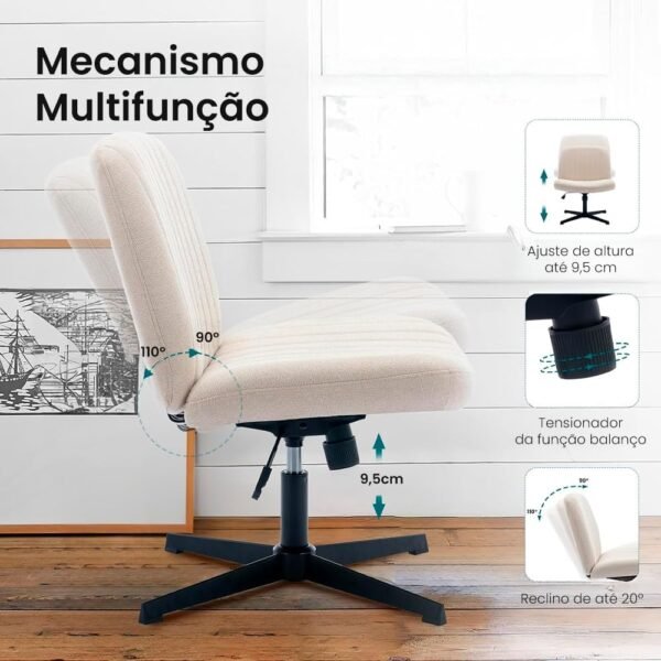Cadeira Escritório DT3 Dolly, Criss Cross Cosy Chair, Original, Cadeira de Assento Extra Grande e Largo, Leisure, Penteadeira, Escrivaninha. - Imagem 4