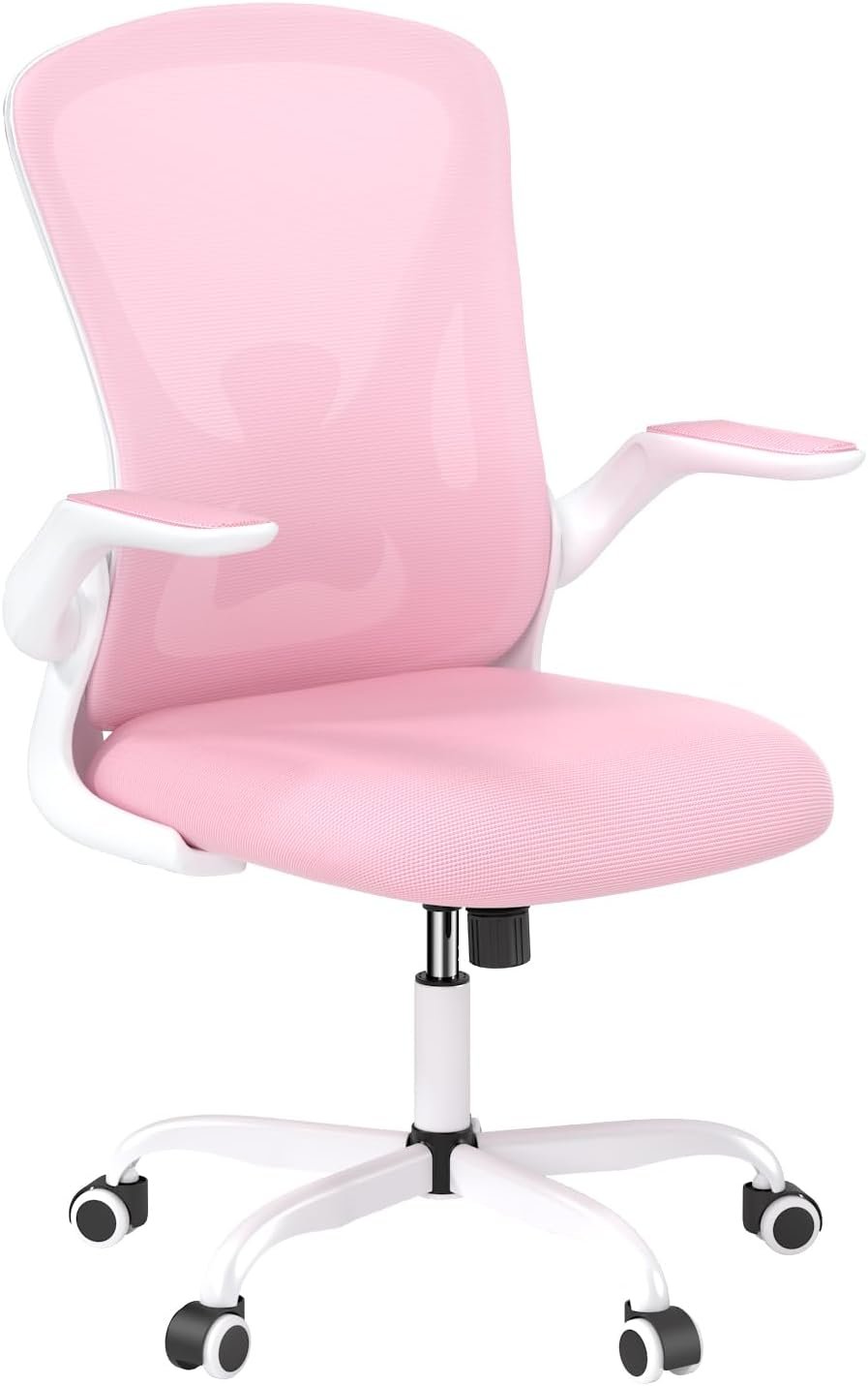 Sytas Cadeira de escritório em casa ergonômica, cadeira de mesa de malha suporte lombar, cadeira ergonômica de computador apoio de braço ajustável (rosa) - Imagem 7