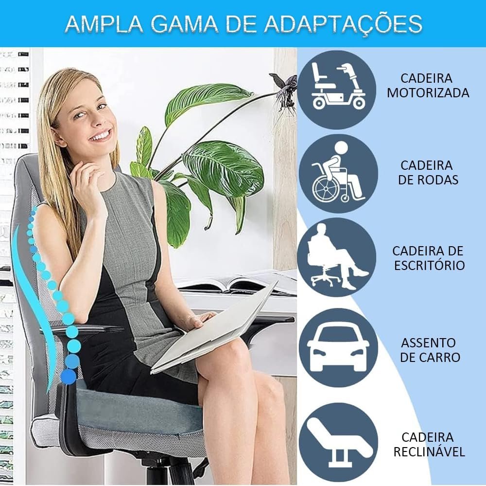 44×34×8 cm Almofada Coccix, para Coccix é Compatível com Cadeiras de Escritório/Jogos/Assentos de Carro/Cadeiras de Rodas - Imagem 3