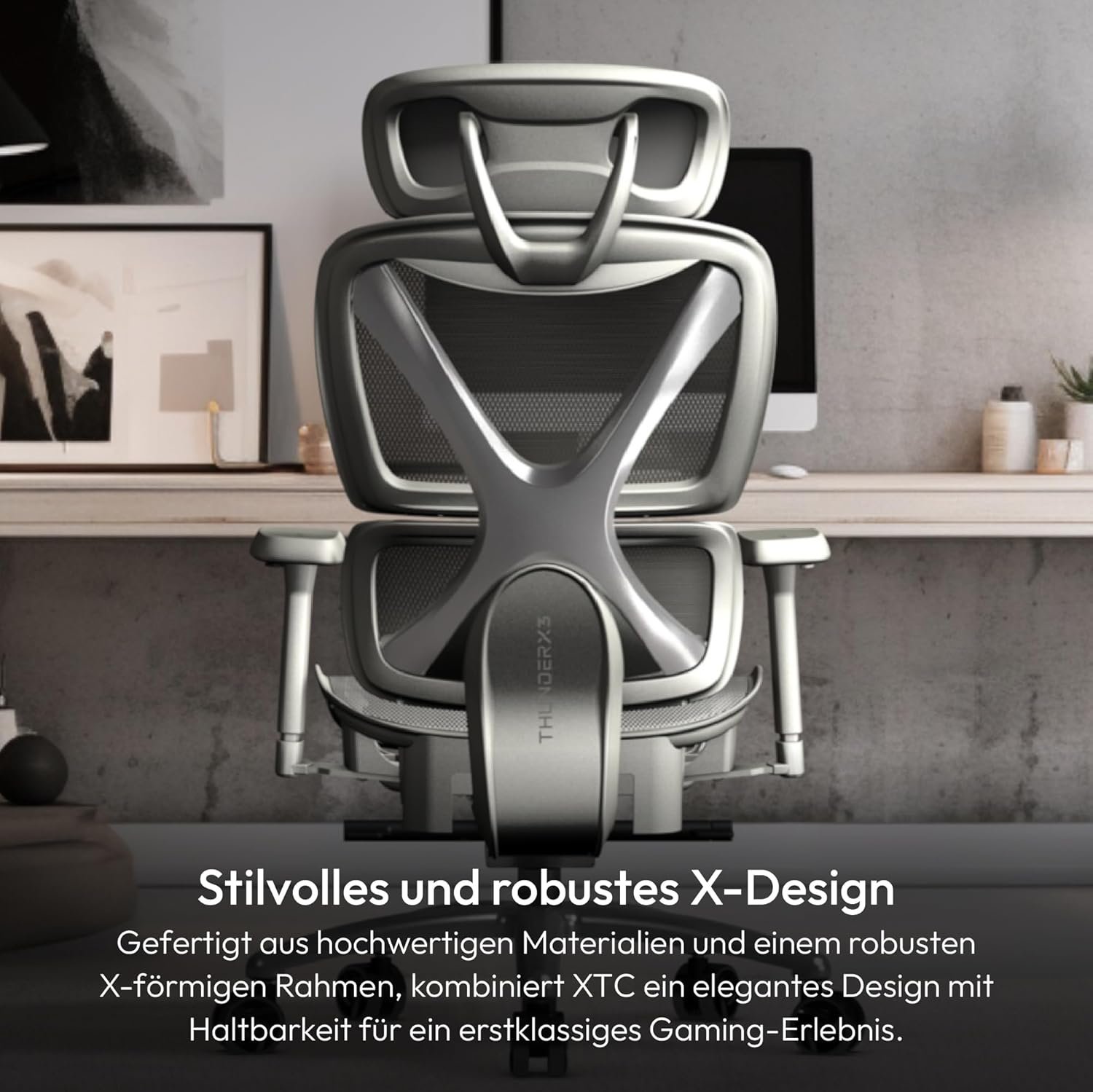 Cadeira Ergonômica XTC Mesh Cinza ThunderX3 - Imagem 3