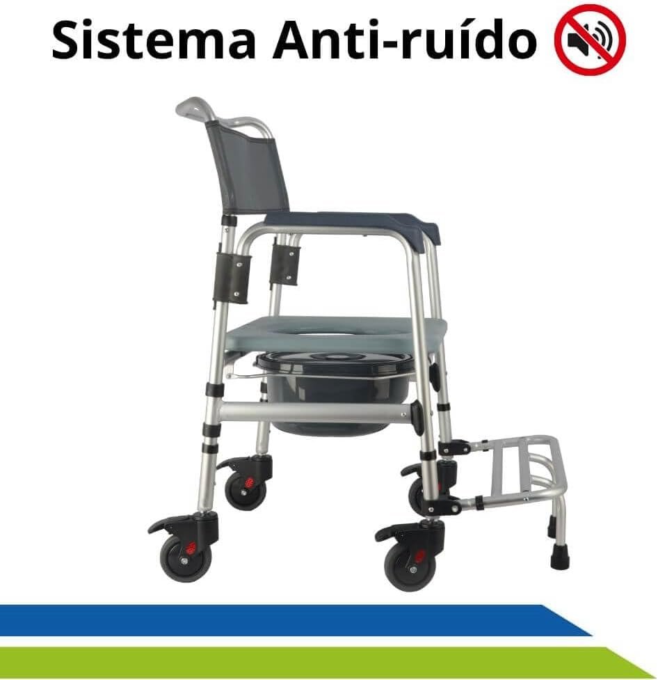 Cadeira de Banho Higiênica em Alumínio Dobrável Desmontável Idoso Adulto até 135kg Hidrolight Prata - Imagem 3