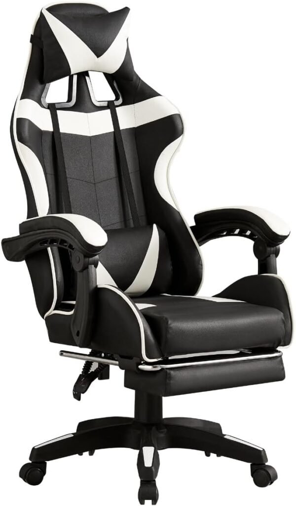 Cadeira Gamer Reclinável Ergonômica em Malha Preta com Apoio Lombar - Suporta até 120 kg - Branca e Preta - Imagem 3