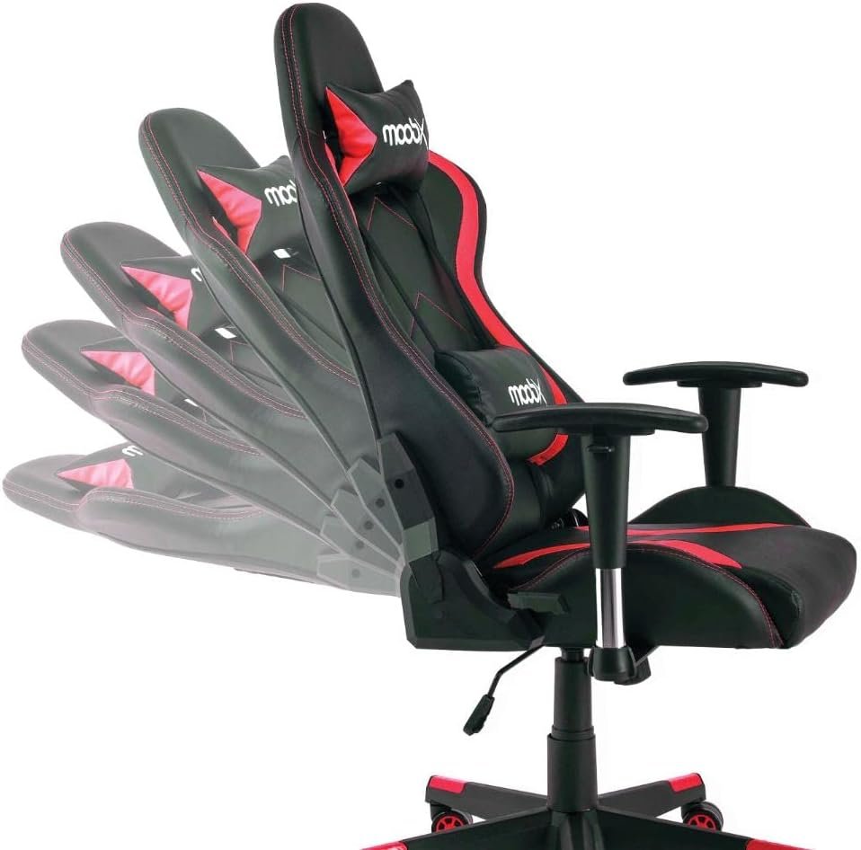 Moob Cadeira Gamer Reclinável Thunder Com Almofadas para Lombar e Pescoço Preto/Vermelho - Imagem 3