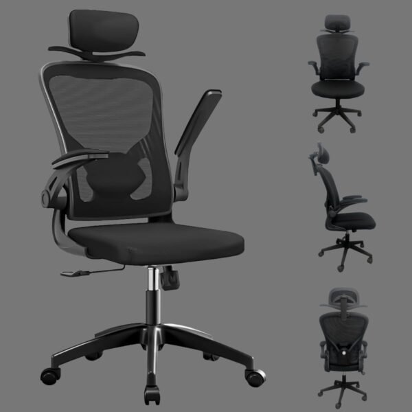 U-STAR Cadeira de Escritório Presidente Ergonômica Cabide Mesh Respirável Ajuste Lombar Preta - Imagem 3