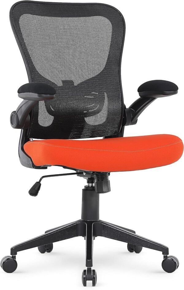 Cadeira Escritorio Ergonomica e Confortável DT3 Vita com revestimento Mesh Spandex™+Tecido Softex™, braço retrátil até 90º, suporta até 120kg e altura máx. de 1,75m(Orange)