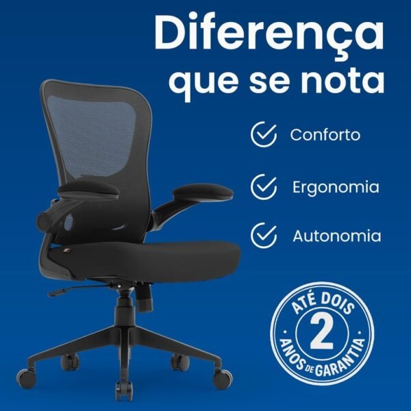 Cadeira Escritorio Ergonomica e Confortável DT3 Vita com revestimento Mesh Spandex™+Tecido Softex™, braço retrátil até 90º, suporta até 120kg e altura máx. de 1,75m(Orange) - Imagem 9