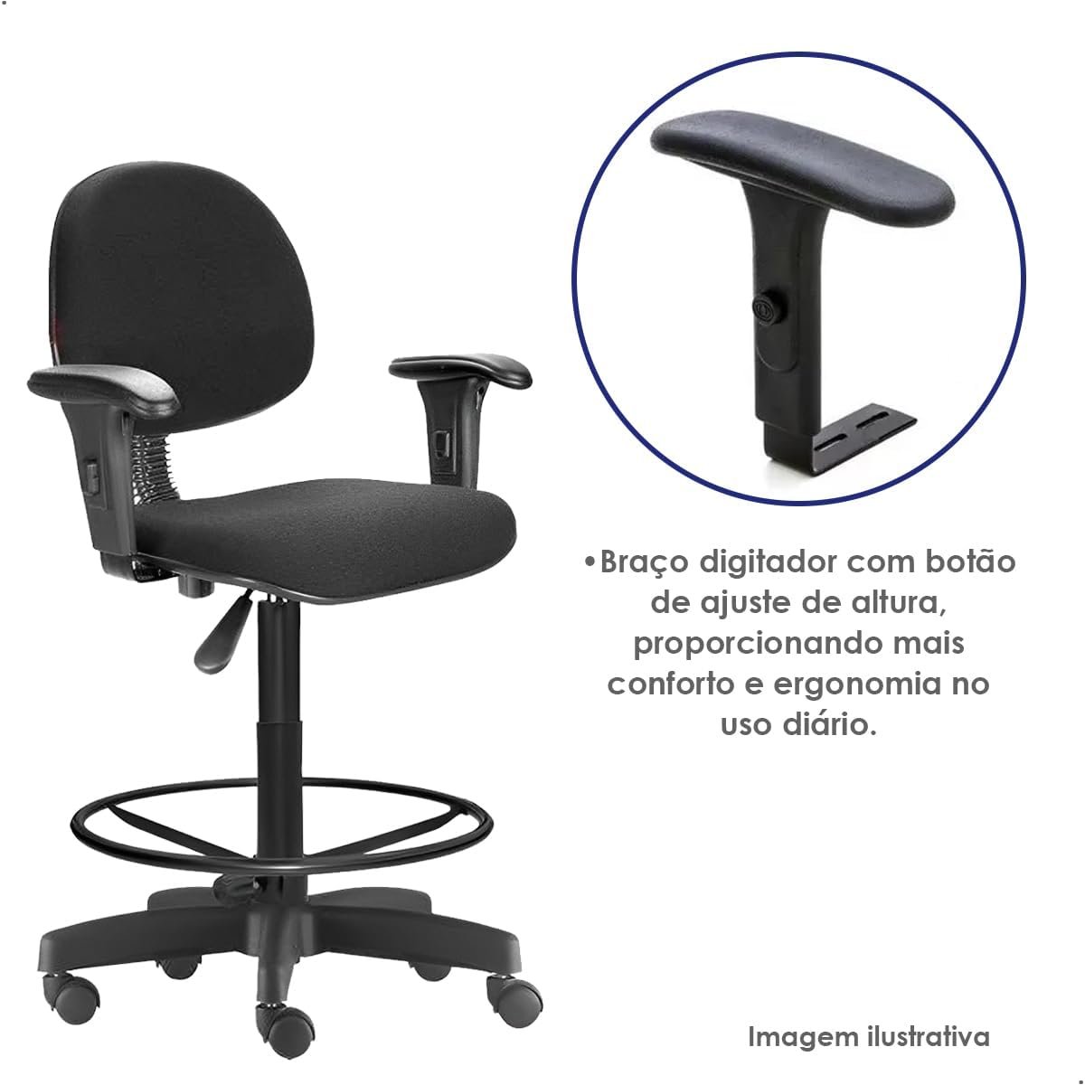 Cadeira de Escritório Caixa Alta Executiva Cinza com Rodízio, Braço e Aro – Confortável, Ergonômica e Moderna - Imagem 6