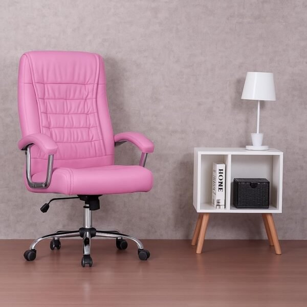 Cadeira Escritório Presidente Confortavel Ergonomica Grande (Rosa) - Imagem 2